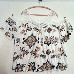 Est. 1946 Womens Cold-shoulder Paisley Top (CATO), Plus size 26/28W